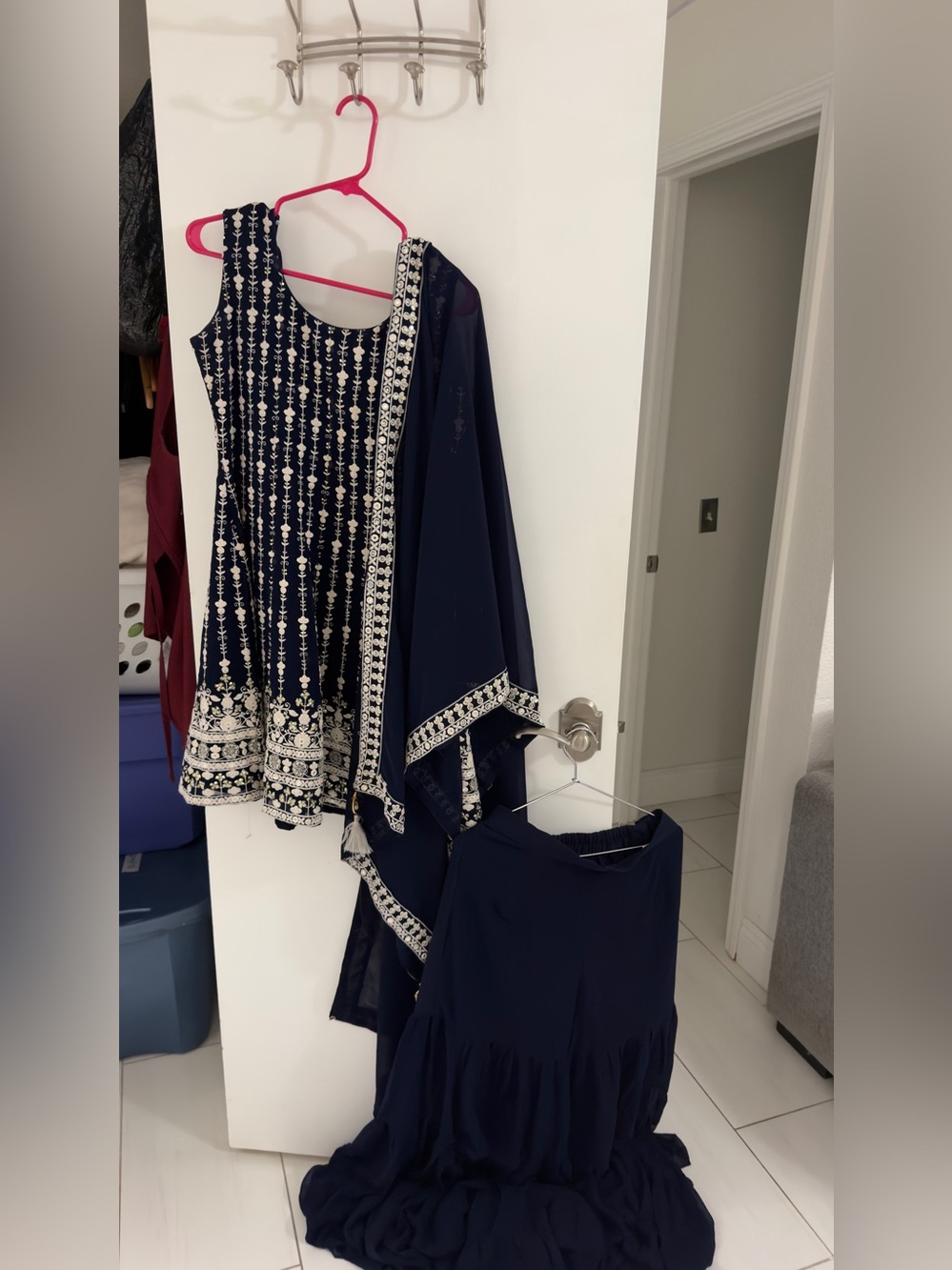 Women's Blue Embroidered Sharara